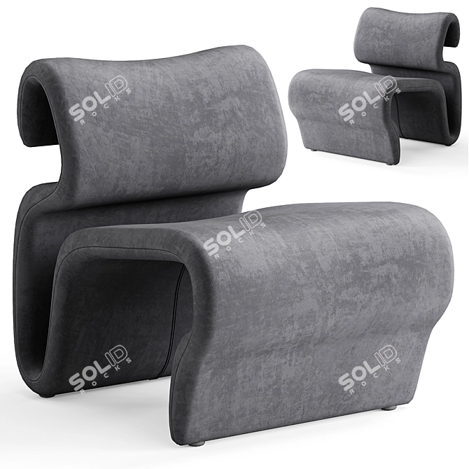 "Zink Grey Easy Chair Set 3D model image 3