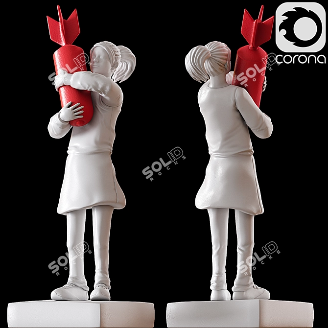 Banksy Girl with Bomb Figurine 3D model image 1