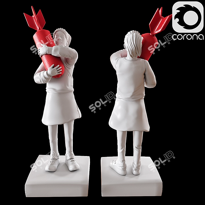 Banksy Girl with Bomb Figurine 3D model image 2