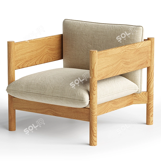 Arbour Club Armchair: Oak Elegance 3D model image 2