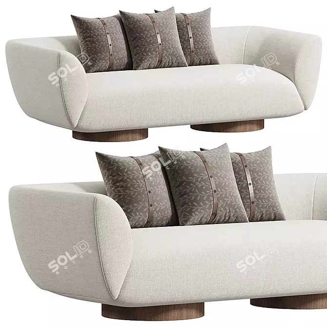 Modern Chic Wooden Pedestal Sofa 3D model image 1