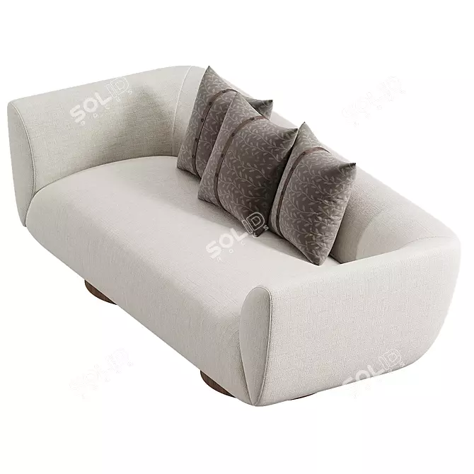 Modern Chic Wooden Pedestal Sofa 3D model image 3