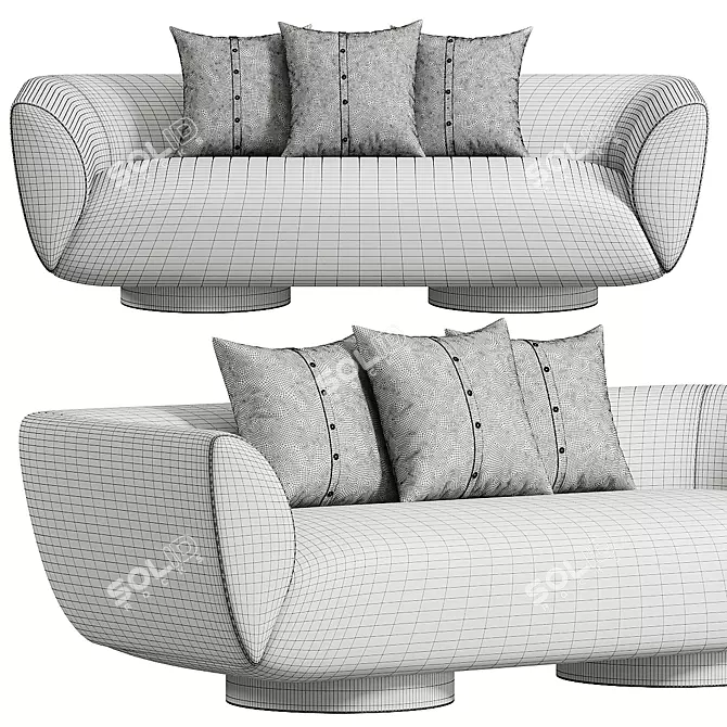 Modern Chic Wooden Pedestal Sofa 3D model image 4