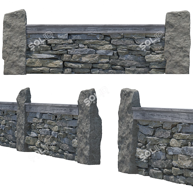 Stone Fence Kit - Detailed 3D Model 3D model image 3