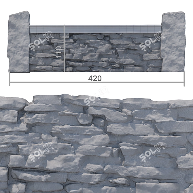 Stone Fence Kit - Detailed 3D Model 3D model image 6