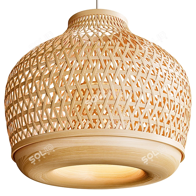 Bamboo Pendant Lamp Handmade Ø45 3D model image 4