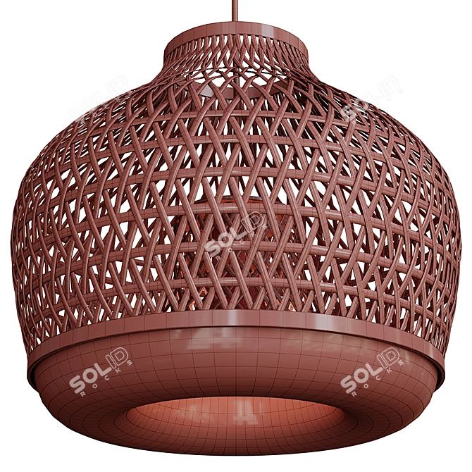 Bamboo Pendant Lamp Handmade Ø45 3D model image 5