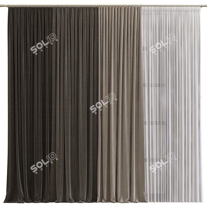 Refined Drapes with Unfolded Design 3D model image 1