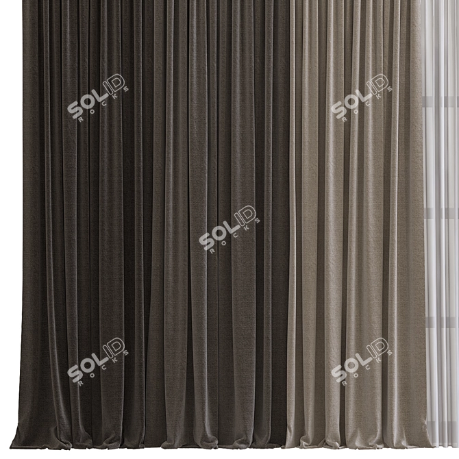 Refined Drapes with Unfolded Design 3D model image 2