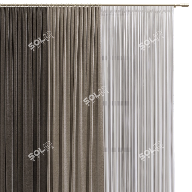 Refined Drapes with Unfolded Design 3D model image 3