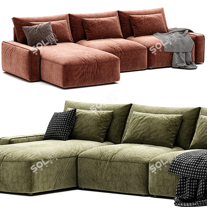 Modern Zion Leather Sectional Sofa 3D model image 1