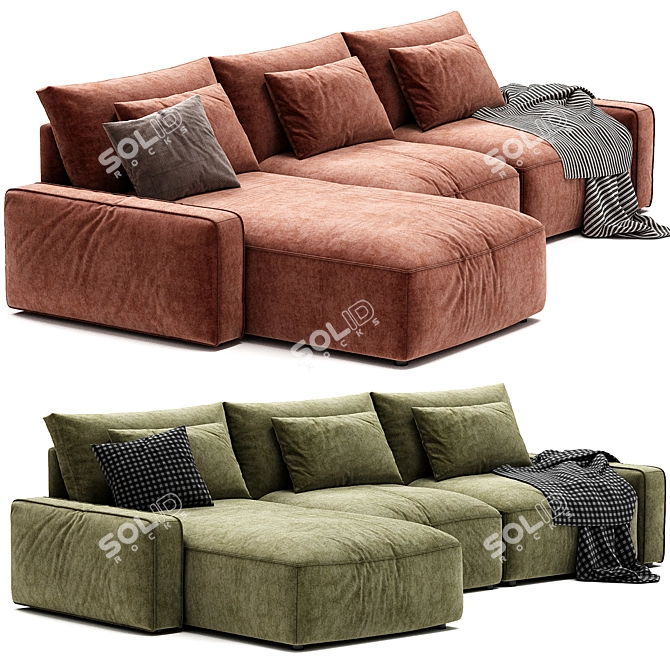 Modern Zion Leather Sectional Sofa 3D model image 2