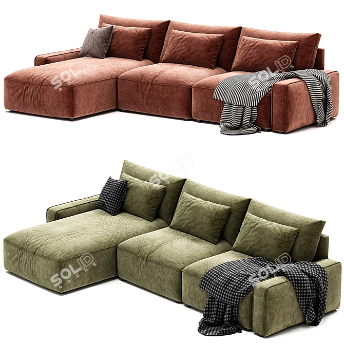 Modern Zion Leather Sectional Sofa 3D model image 4