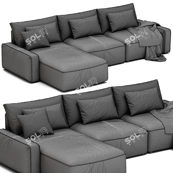 Modern Zion Leather Sectional Sofa 3D model image 5