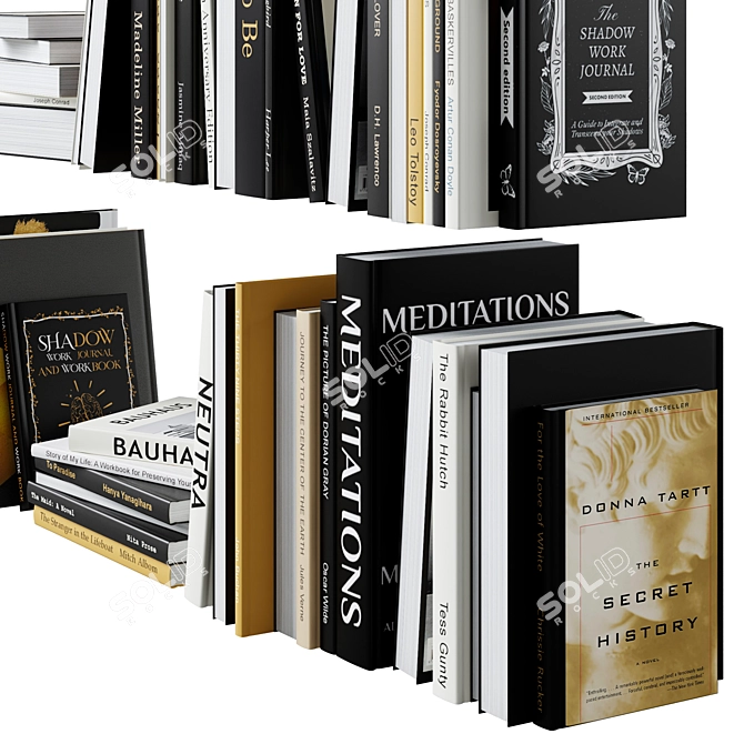 Elegant Black Gold Book Set 3D model image 4