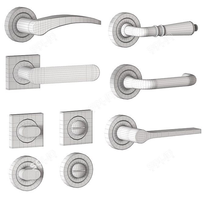 Modern Lever Door Handles Set 3D model image 5