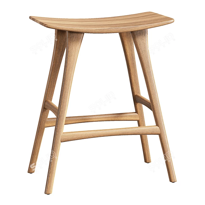 Ethnicraft Osso Oak Stool, Real-size Model, 8192x8192 Texture 3D model image 1