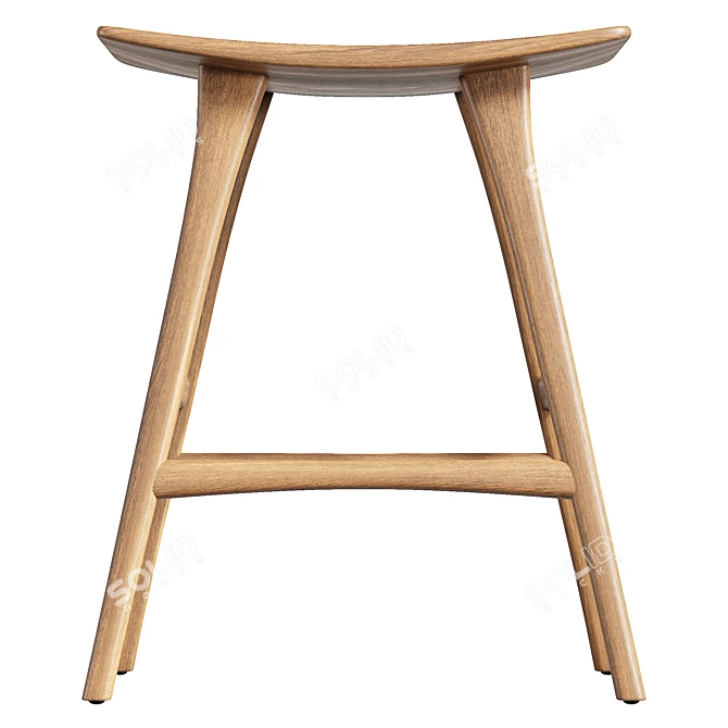 Ethnicraft Osso Oak Stool, Real-size Model, 8192x8192 Texture 3D model image 2