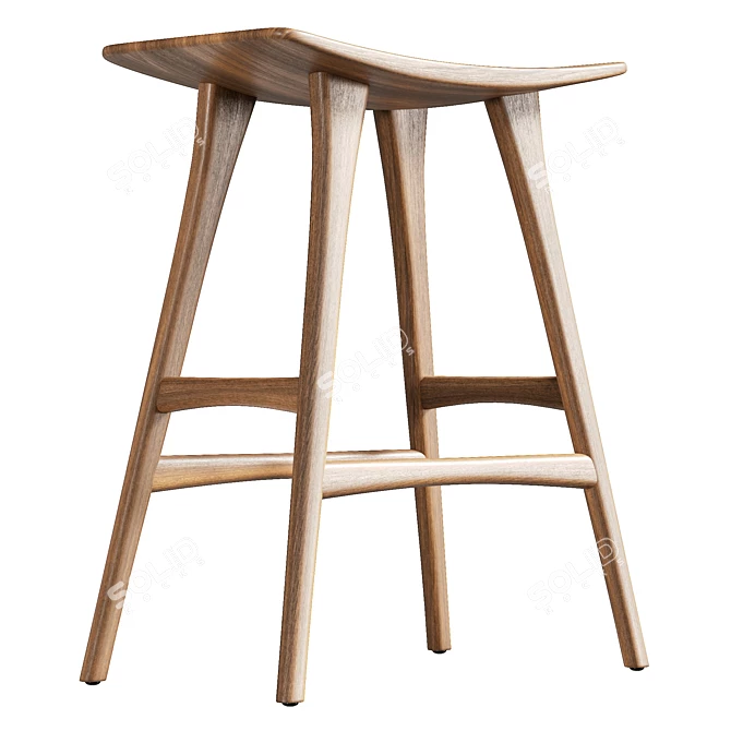 Ethnicraft Osso Oak Stool, Real-size Model, 8192x8192 Texture 3D model image 4