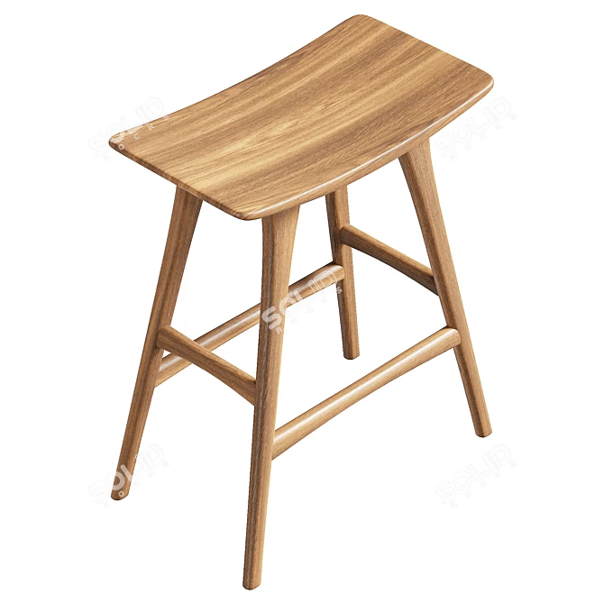 Ethnicraft Osso Oak Stool, Real-size Model, 8192x8192 Texture 3D model image 5