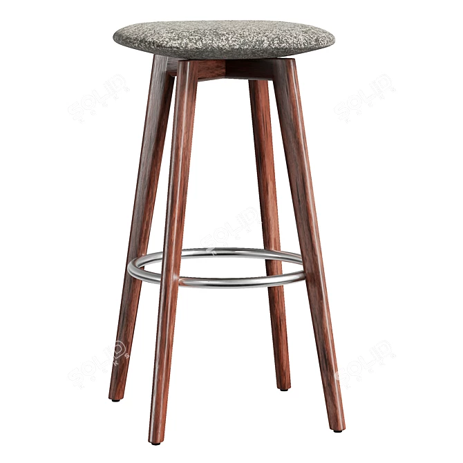 Modern Wooden Stool with Cushion 3D model image 1