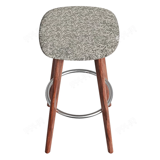 Modern Wooden Stool with Cushion 3D model image 3