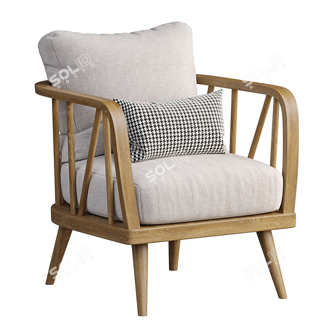 Casual Natural Armchair - Modern Comfort 3D model image 1