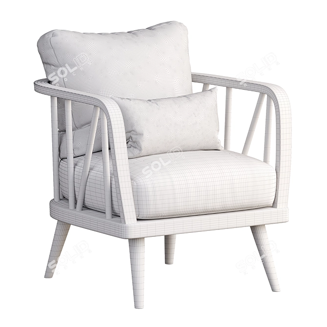Casual Natural Armchair - Modern Comfort 3D model image 2