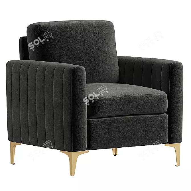 Elegant Montay Upholstered Armchair 3D model image 1