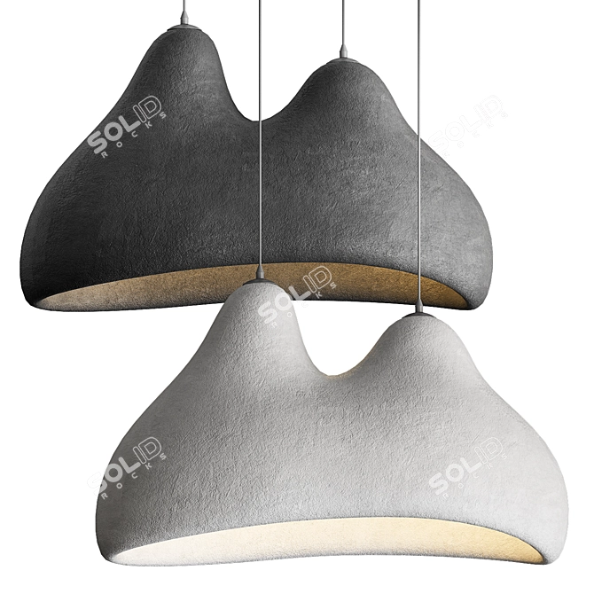 Minimalist E27 Pendant Light Brushed Nickel 3D model image 1