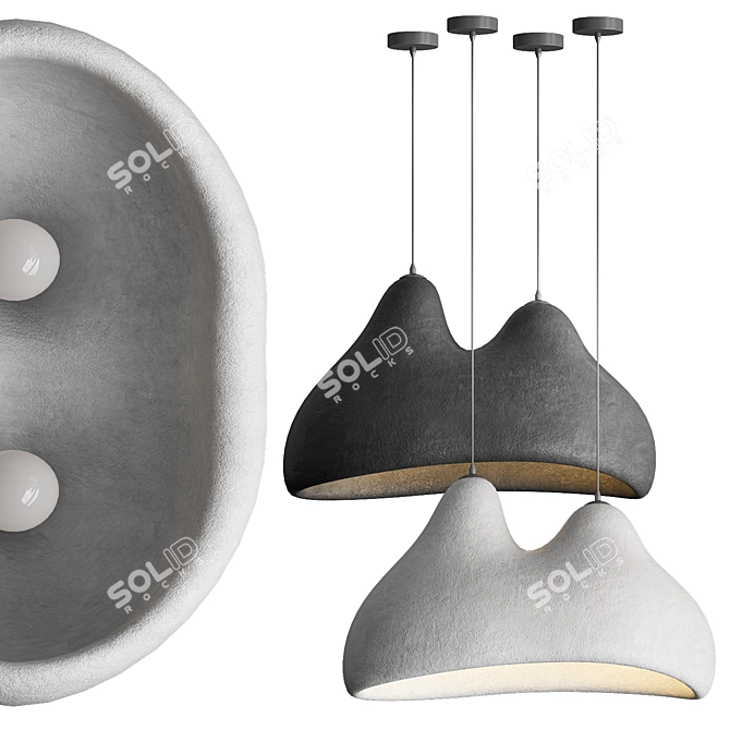 Minimalist E27 Pendant Light Brushed Nickel 3D model image 2