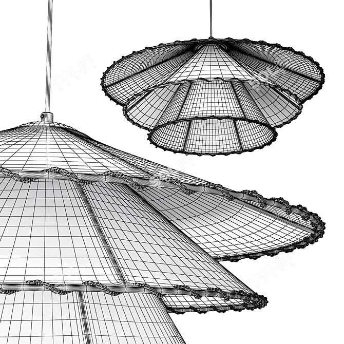 Bohemian Lotus Fabric Pendant 3D model image 4