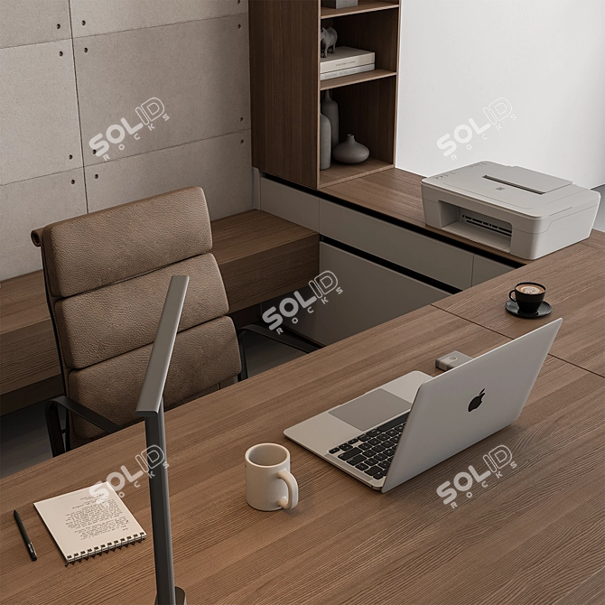 Executive Boss Desk 525 3D model image 2