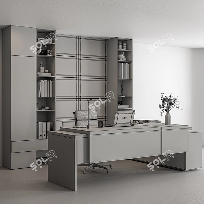 Executive Boss Desk 525 3D model image 4