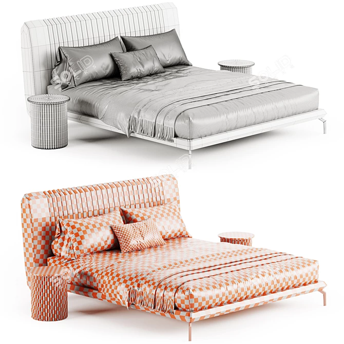 Globo Double Bed Modern Elegance 3D model image 4