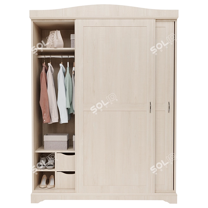 Cilek Flora Wardrobe with Clothes 3D model image 2