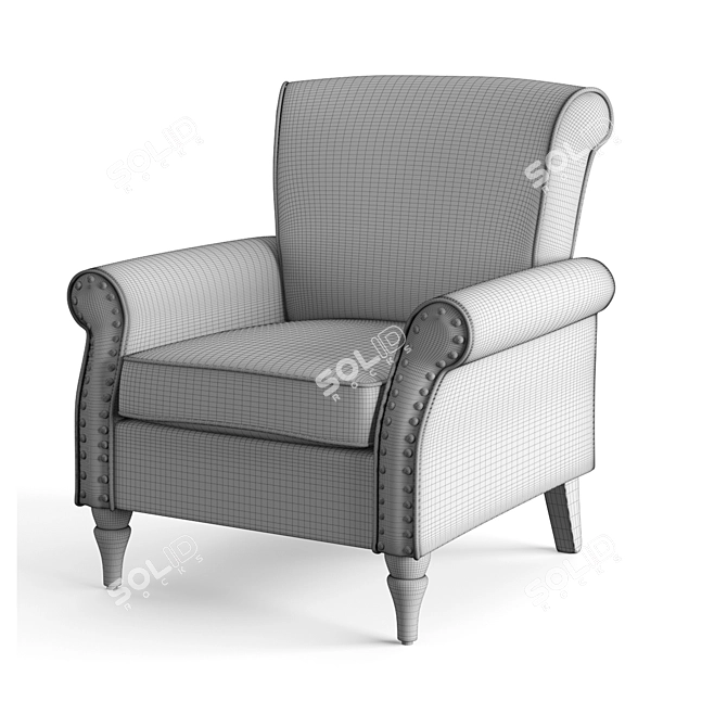 Classic Yellow Upholstered Armchair 3D model image 5