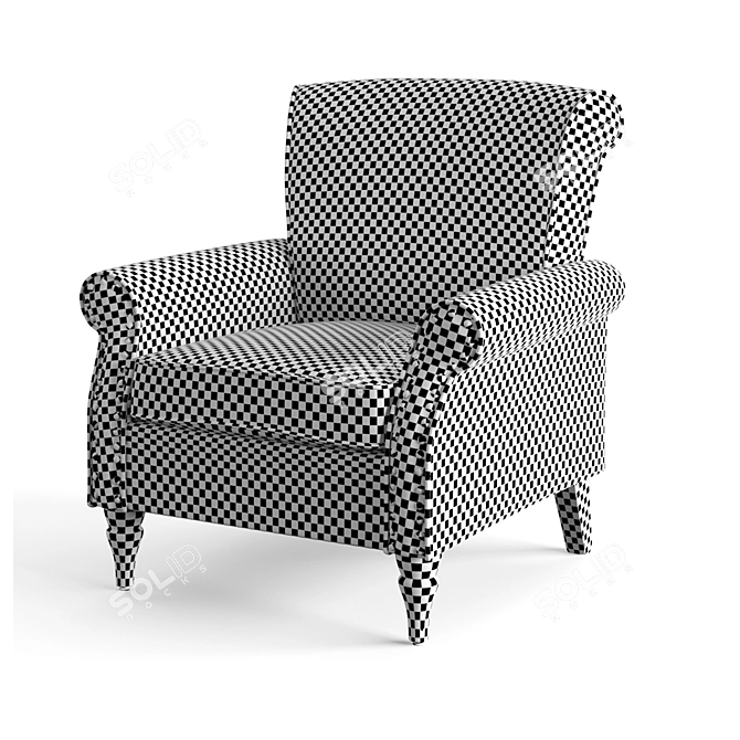 Classic Yellow Upholstered Armchair 3D model image 6