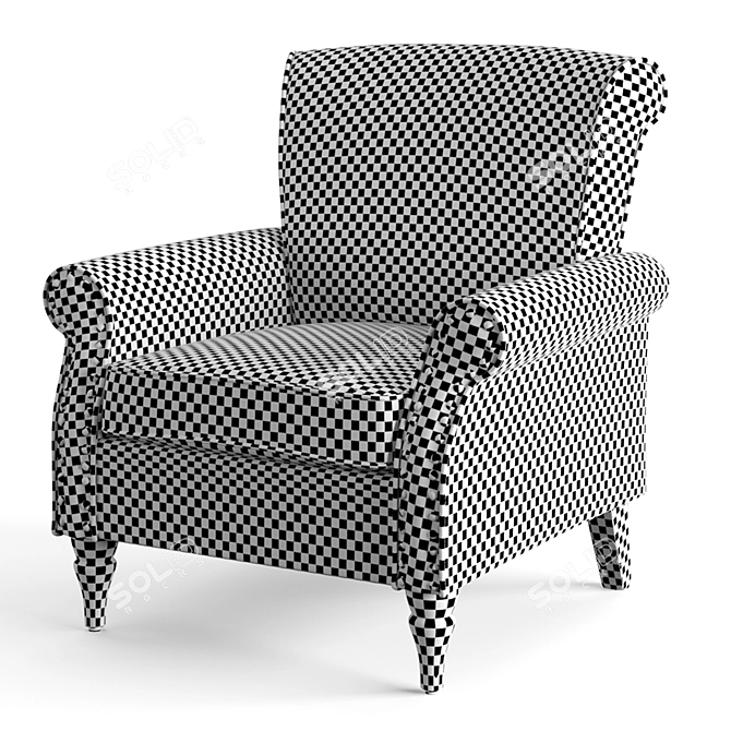 Classic Yellow Upholstered Armchair 3D model image 12