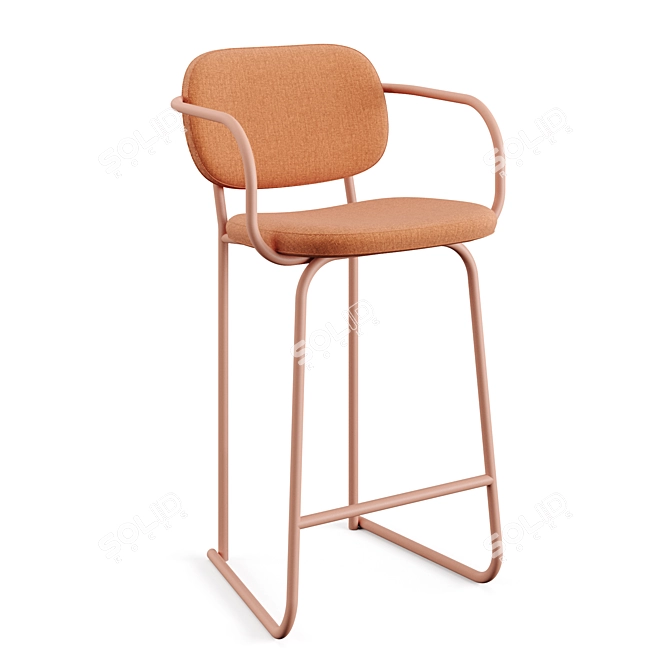 Sleek Ergonomic Sled Bar Stool 3D model image 3