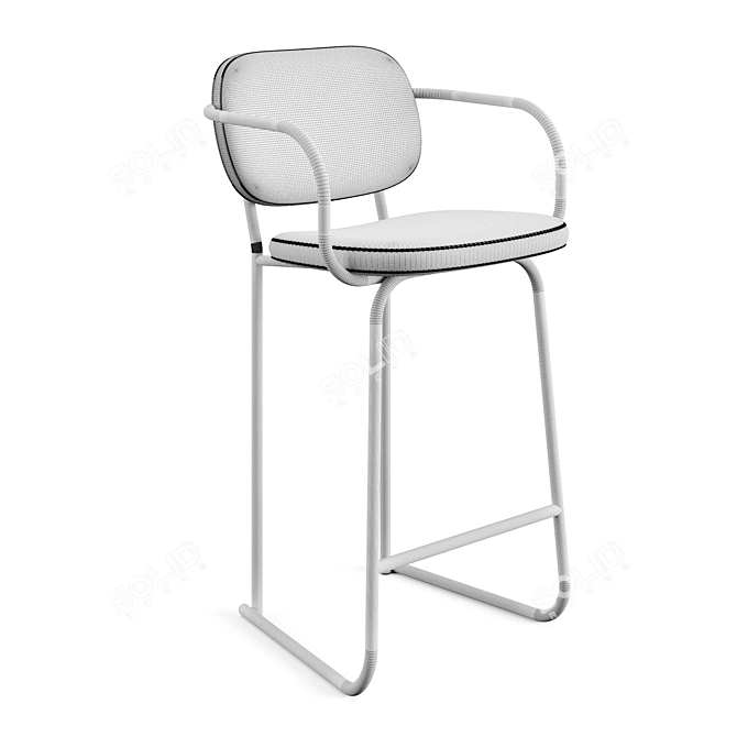 Sleek Ergonomic Sled Bar Stool 3D model image 6