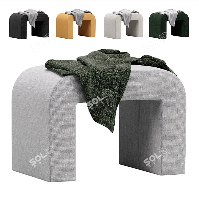 Rint Bucle White Pouf Stand 3D model image 1