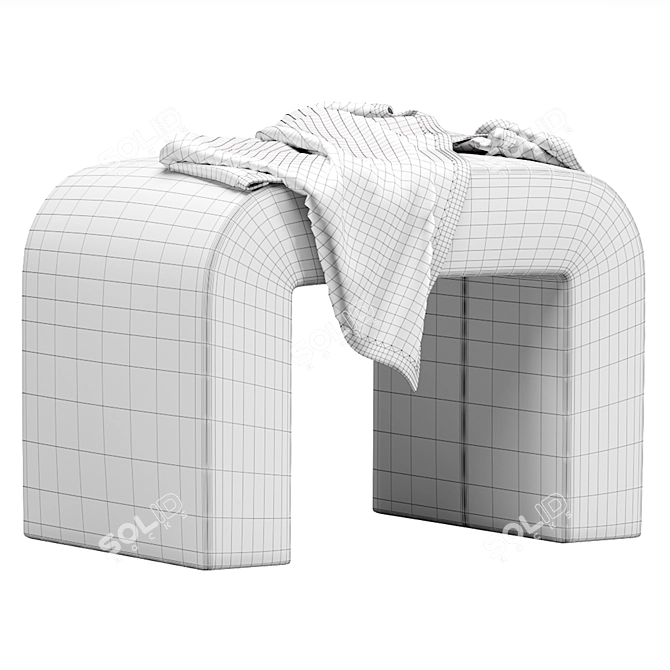 Rint Bucle White Pouf Stand 3D model image 7