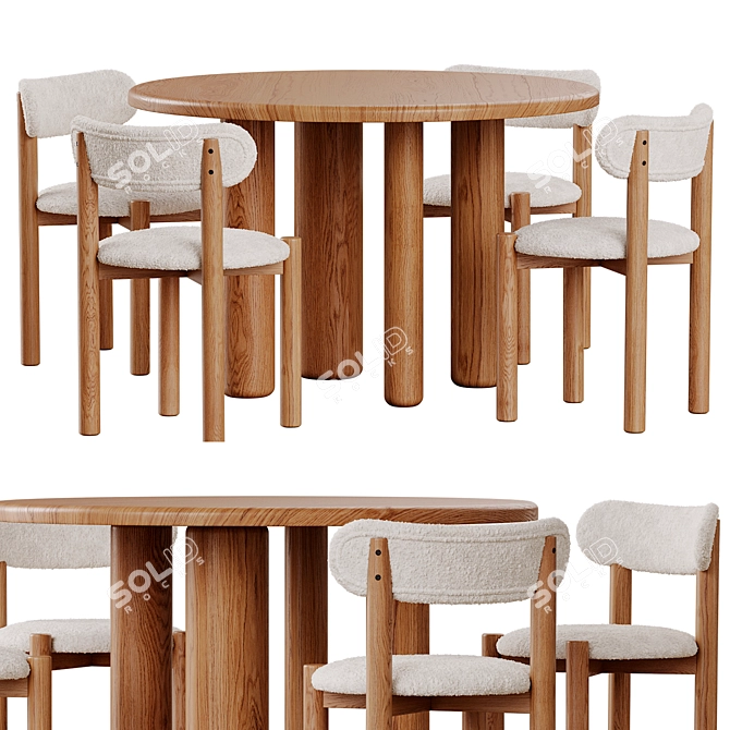 Scandi Dining Set Kave Home 3D model image 1