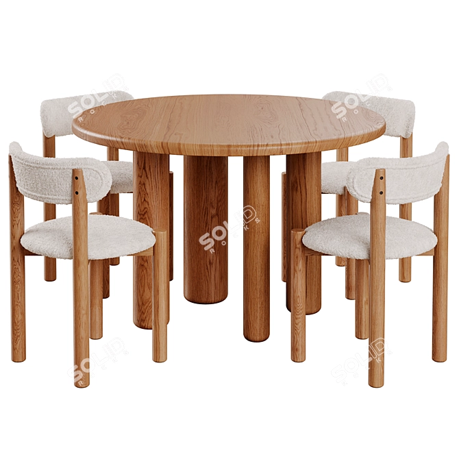 Scandi Dining Set Kave Home 3D model image 2