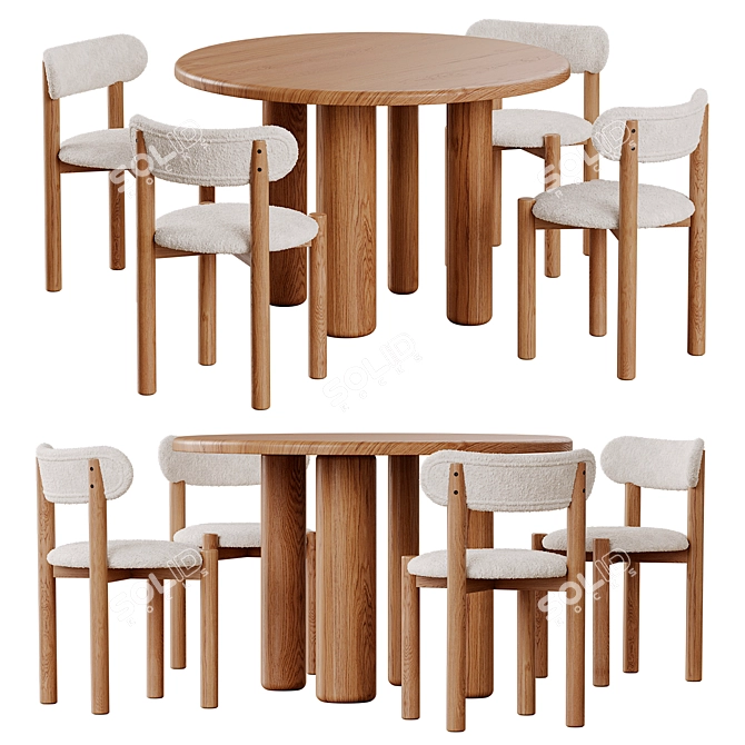Scandi Dining Set Kave Home 3D model image 3