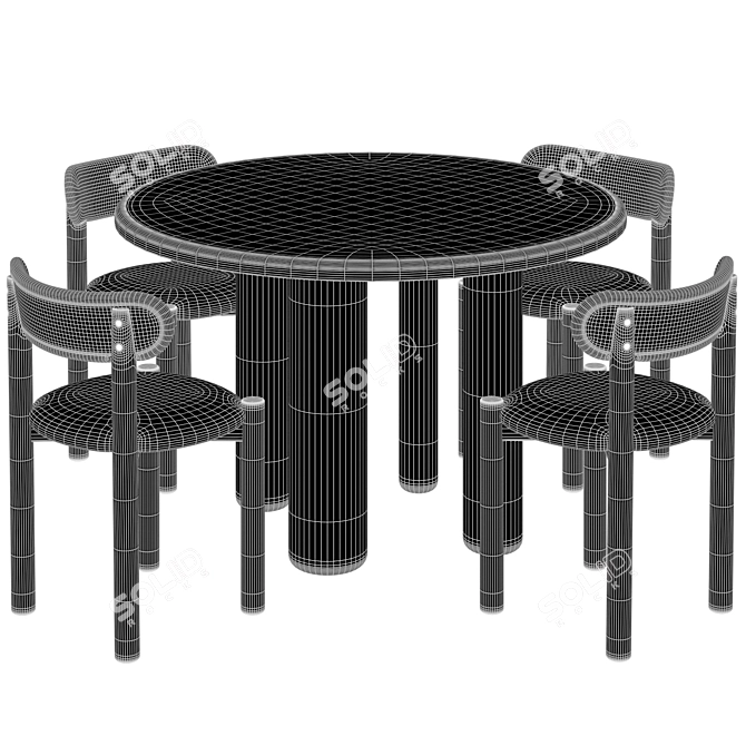 Scandi Dining Set Kave Home 3D model image 4