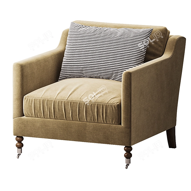 Elegant Modern Fabienne Accent Chair 3D model image 2