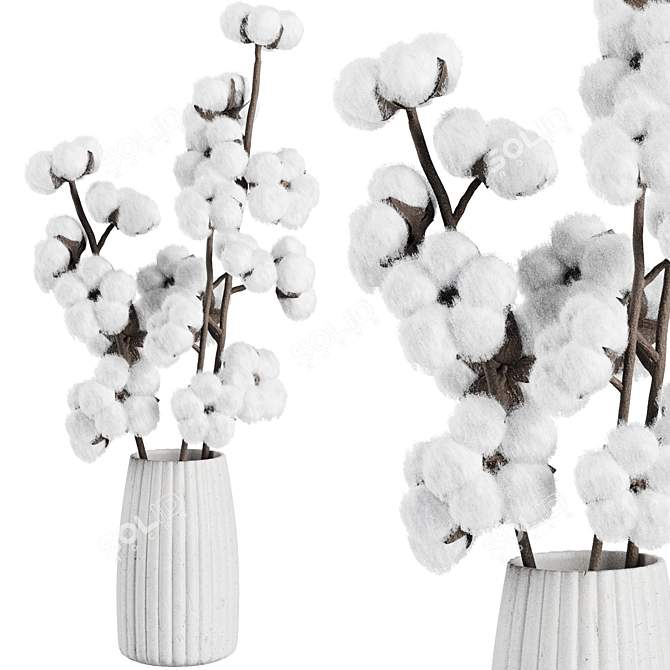 Cotton Flower Bouquet16: Elegant Floral Arrangement 3D model image 1