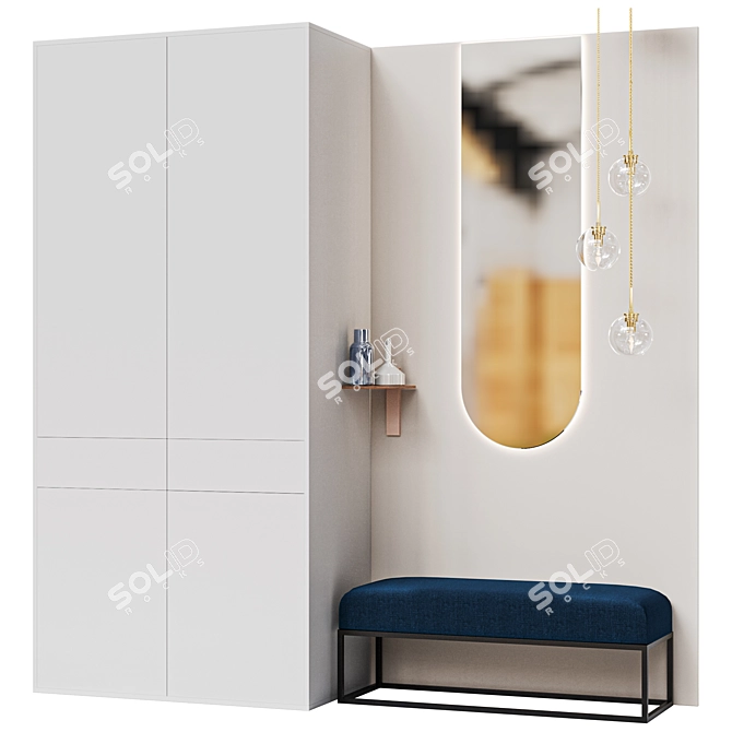 Entryway Composition Set with Mirror 3D model image 1